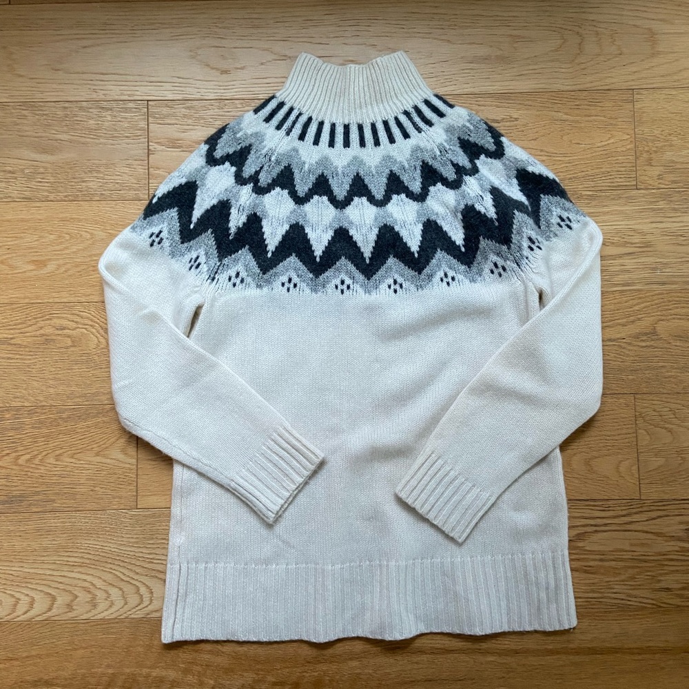 J Crew Fair Isle 100% Cashmere Sweater Size M